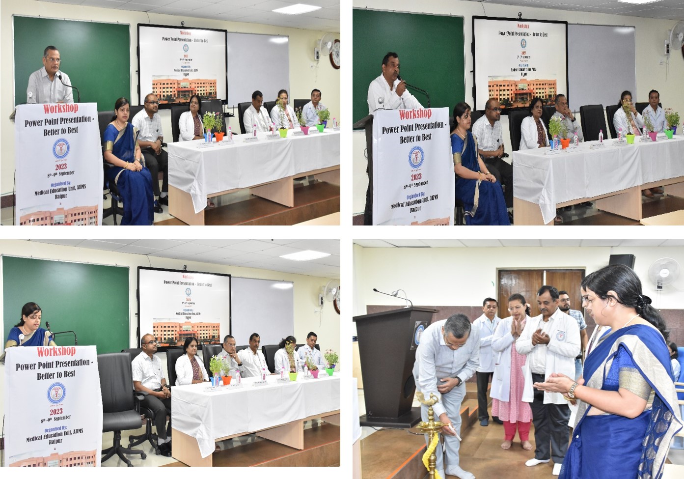 वर्कशॉप पावरपॉइंट प्रेजेंटेशन बेहतर से बेहतरीन 08/09/2023-09/09/2023. दिनांक 08/09/2023 को एलटी-5 मेडिकल कॉलेज भवन एम्स रायपुर में मेडिकल एजुकेशन यूनिट एम्स रायपुर द्वारा वर्कशॉप पावरपॉइंट प्रेजेंटेशन बेटर टू बेस्ट का आयोजन किया गया।